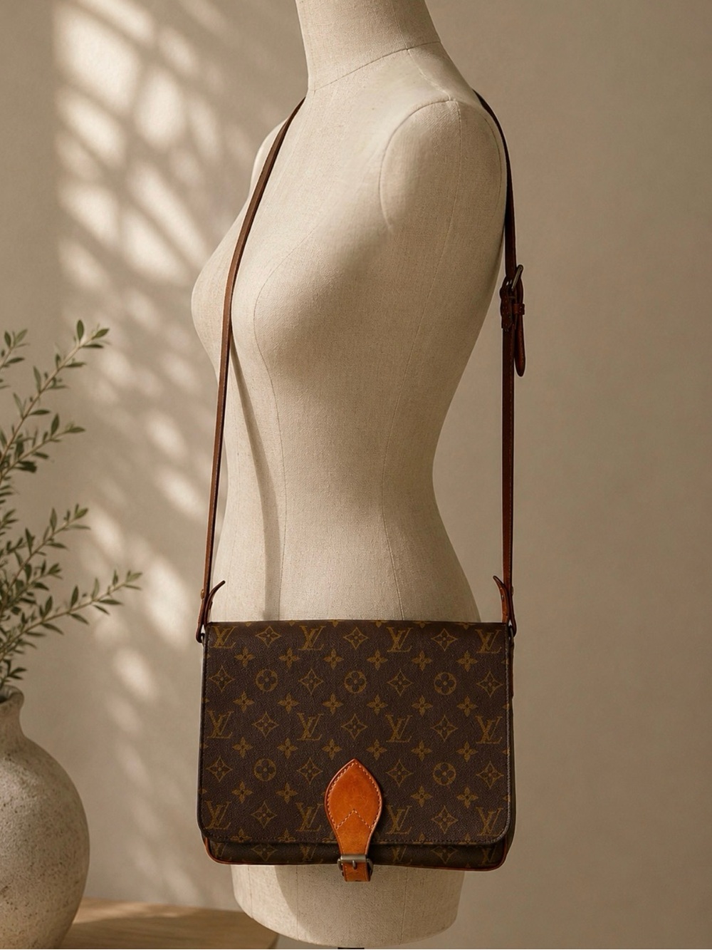 Louis Vuitton Monogram Crossbody with Tan Leather Tab